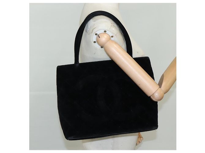 CHANEL Borsa Tote Standard Matelassé Velluto Nero CC Auth yk16770 - vista 25