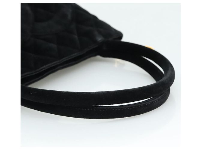 CHANEL Borsa Tote Standard Matelassé Velluto Nero CC Auth yk16770 - vista 7