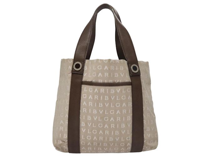 Bulgari Bolso Tote BVLGARI de lona marrón plateado auténtico bs21581 Castaño Plata - vista 13