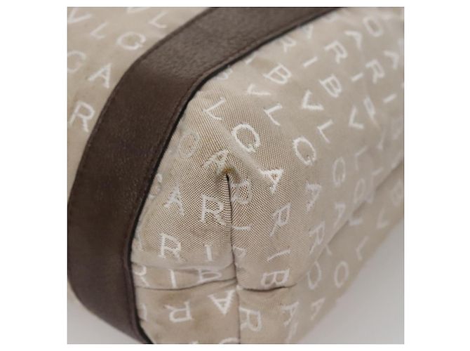Bulgari Bolso Tote BVLGARI de lona marrón plateado auténtico bs21581 Castaño Plata - vista 14
