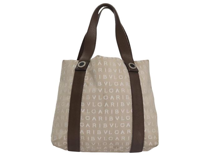 Bulgari Bolso Tote BVLGARI de lona marrón plateado auténtico bs21581 Castaño Plata - vista 2