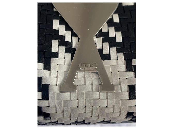 Borsa Ami in pelle intrecciata a quadri nero e bianco Argento - vista 13