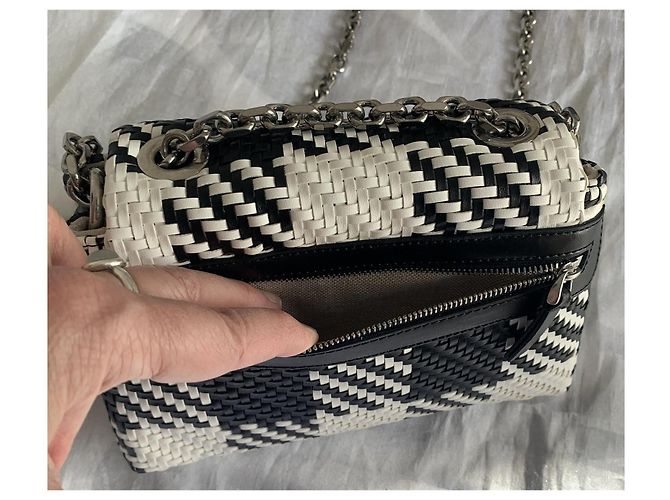 Borsa Ami in pelle intrecciata a quadri nero e bianco Argento - vista 15