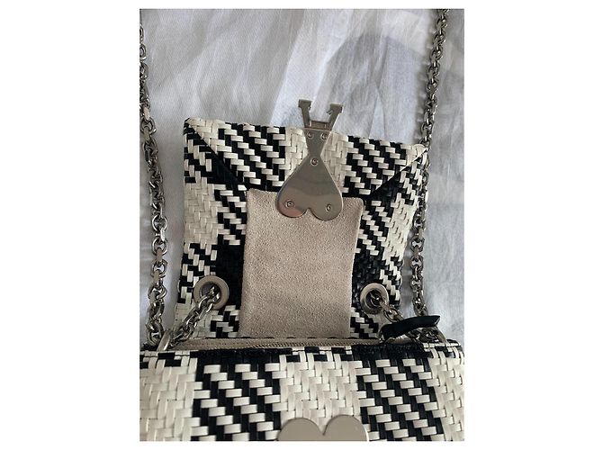 Borsa Ami in pelle intrecciata a quadri nero e bianco Argento - vista 17