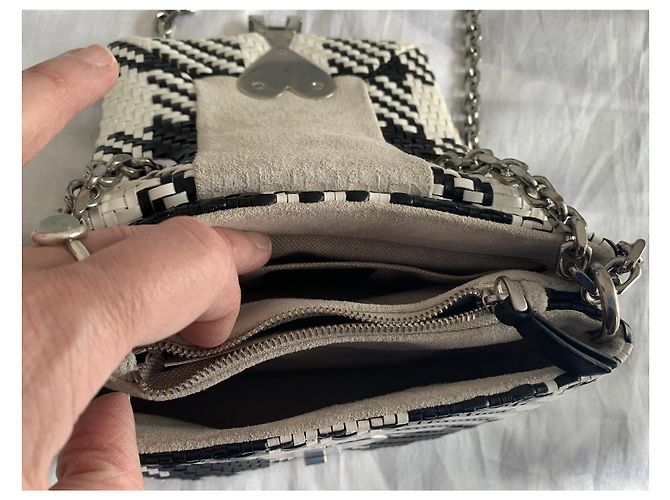 Borsa Ami in pelle intrecciata a quadri nero e bianco Argento - vista 3