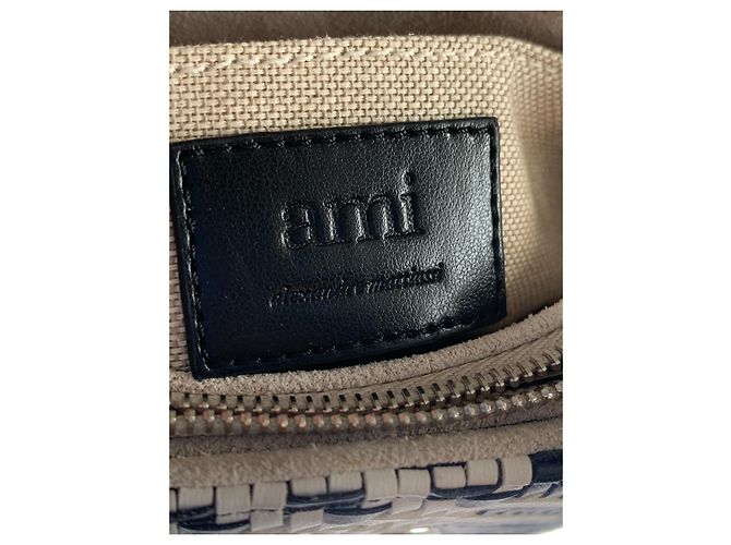 Borsa Ami in pelle intrecciata a quadri nero e bianco Argento - vista 6