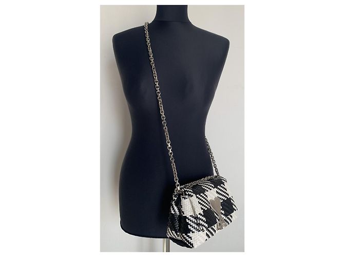 Borsa Ami in pelle intrecciata a quadri nero e bianco Argento - vista 7