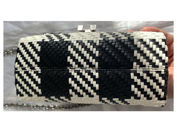 Borsa Ami in pelle intrecciata a quadri nero e bianco Argento - vista 8