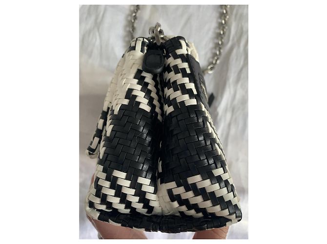 Borsa Ami in pelle intrecciata a quadri nero e bianco Argento - vista 9