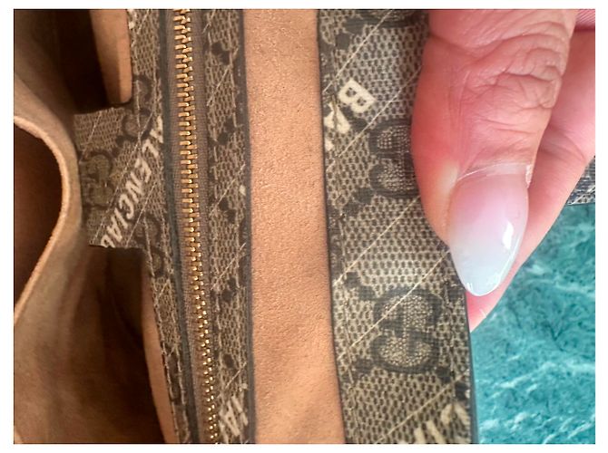 Borsa a Spalla Jackie Gucci x Balenciaga GG Marrone Beige - vista 2