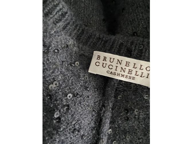 Brunello Cucinelli Pailletten-Cashmere-Oberteil Blau - Ansicht 7