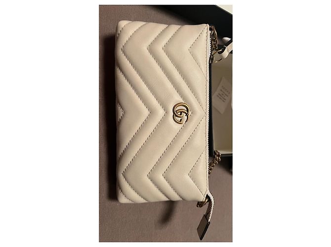 Gucci Mini GG Marmont Catena Baguette Bianco - vista 2