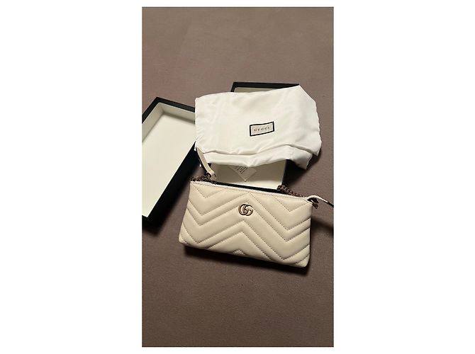 Gucci Mini GG Marmont Catena Baguette Bianco - vista 3