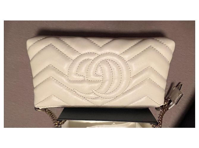 Gucci Mini GG Marmont Catena Baguette Bianco - vista 5