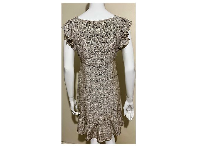 Joseph Vestido de seda com mangas e barra com babados Preto Bege - vista 3