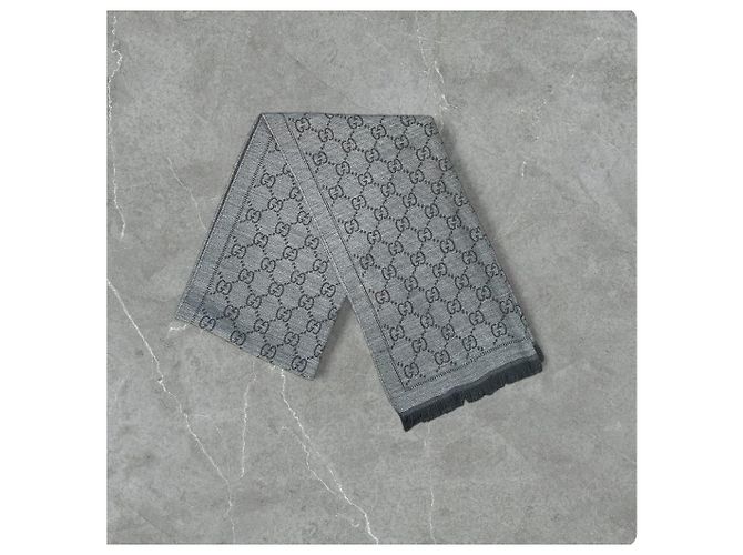 Marmont Gucci Schal GG Monogramm wendbar grau Wolle - Ansicht 2
