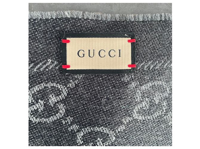 Marmont Gucci Schal GG Monogramm wendbar grau Wolle - Ansicht 3