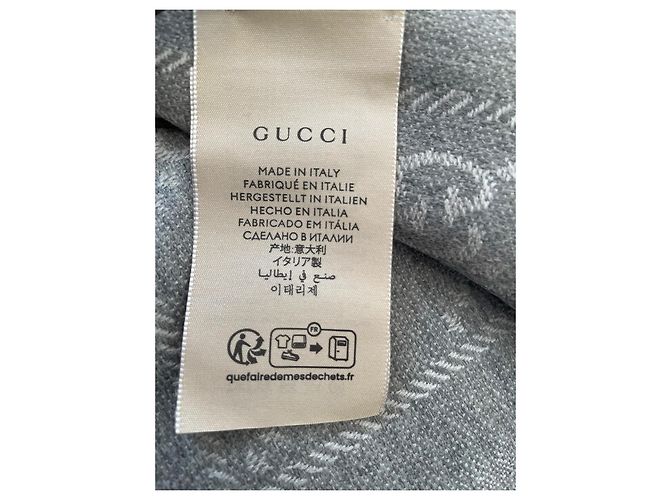 Marmont Gucci Schal GG Monogramm wendbar grau Wolle - Ansicht 8