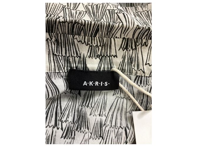 Blusa túnica con estampado Akris Asagao en voile de algodón negro y blanco - vista 12