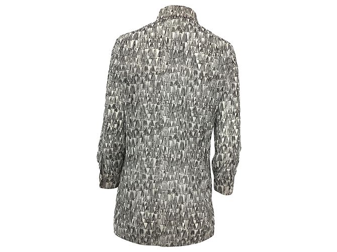 Blusa túnica con estampado Akris Asagao en voile de algodón negro y blanco - vista 3