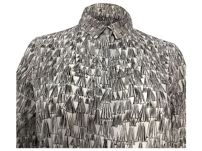 Blusa túnica con estampado Akris Asagao en voile de algodón negro y blanco - vista 4
