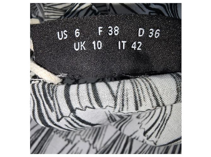 Blusa túnica con estampado Akris Asagao en voile de algodón negro y blanco - vista 7