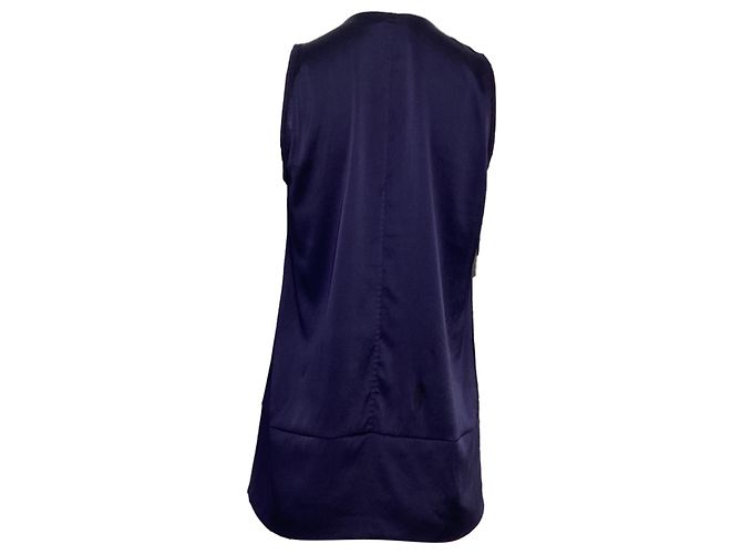 Top sin mangas plisado en seda azul marino de Brunello Cucinelli - vista 3