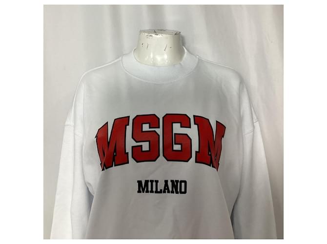 Pull MSGM en coton blanc avec logo - vue 10
