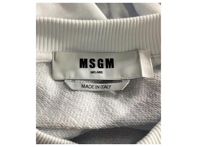 Pull MSGM en coton blanc avec logo - vue 11