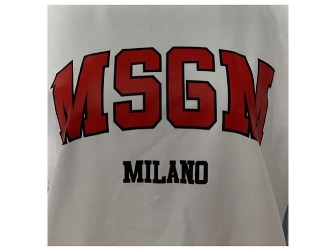 Pull MSGM en coton blanc avec logo - vue 4