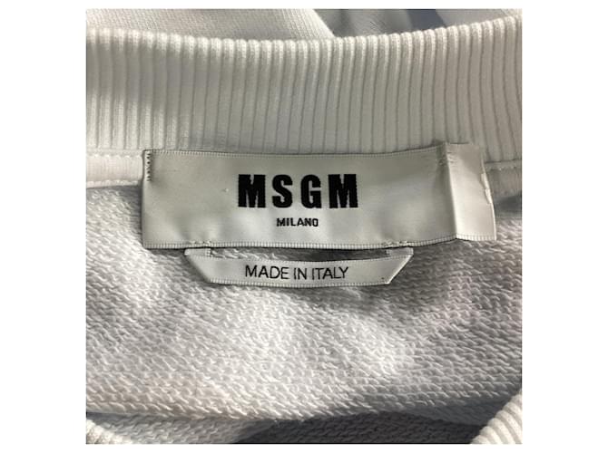 Pull MSGM en coton blanc avec logo - vue 5