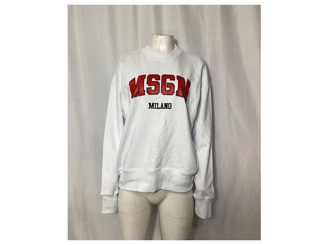 Pull MSGM en coton blanc avec logo - vue 7