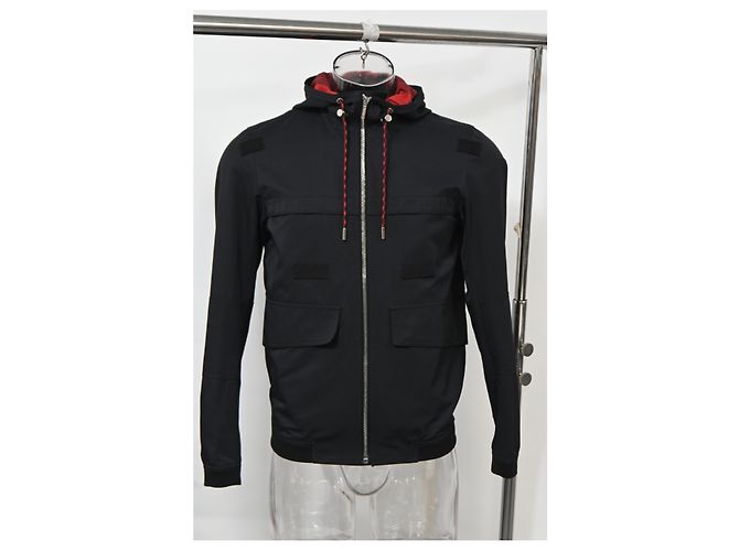 Veste parka à capuche zippée Dior avec poches en polyester noir - vue 6