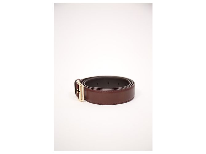 Tom Ford Basic Gürtel mit Schnalle aus burgunderfarbenem Leder Rot Bordeaux - Ansicht 8