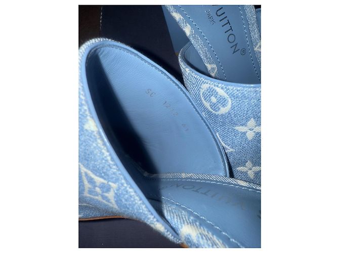 Sandali con tacco Louis Vuitton in denim blu navy 41 - vista 4