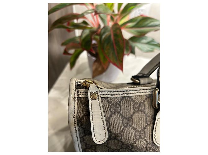 Borsa Gucci Supreme Joy in Pelle Beige Crudo Cachi - vista 7