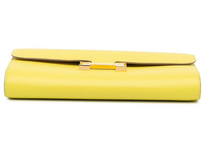 Portafoglio Hermès Constance Wallet To Go in Evercolor Giallo - vista 3