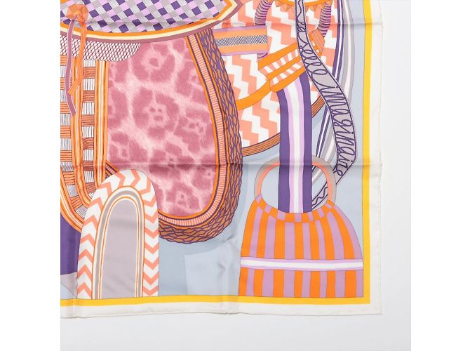 Hermès Hermes Carre 90 La Selle Imaginaire Schal Orange - Ansicht 4