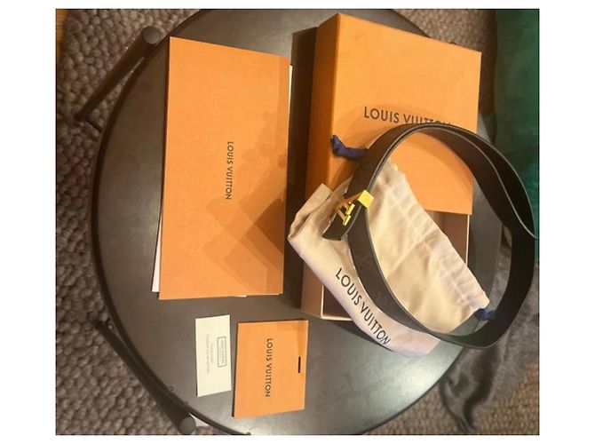 Cinturón Louis Vuitton LV reversible marrón dorado Castaño - vista 2