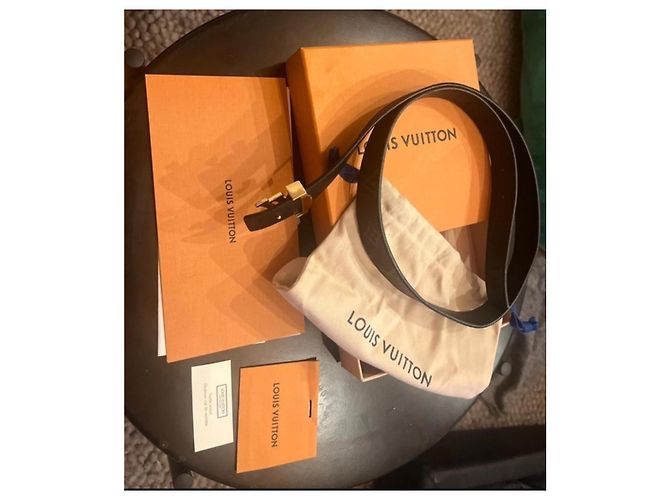 Cinturón Louis Vuitton LV reversible marrón dorado Castaño - vista 6