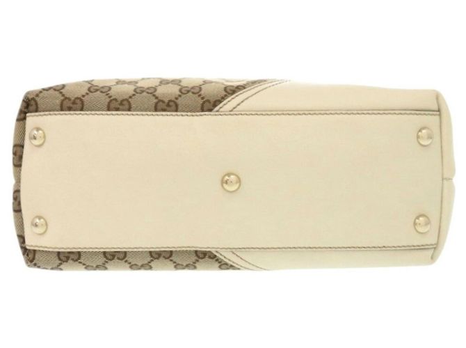 Gucci Beige GG Canvas und Leder Tote Bag Weiß - Ansicht 4