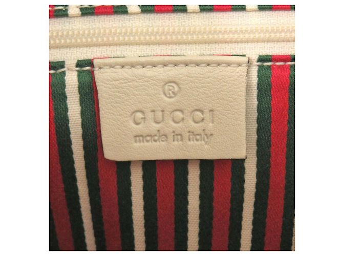Gucci Beige GG Canvas und Leder Tote Bag Weiß - Ansicht 9