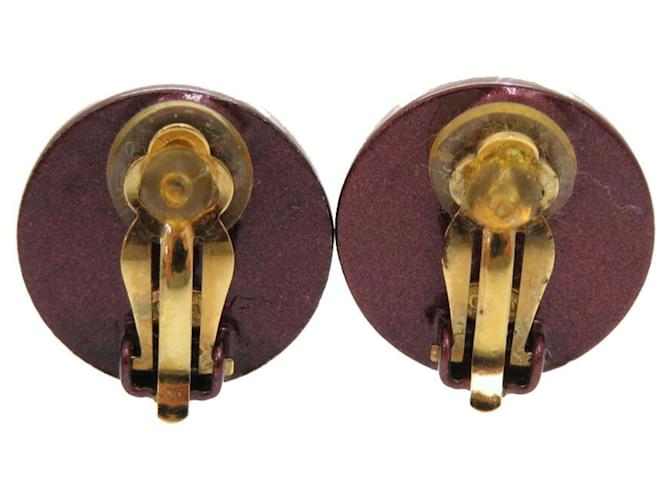 Orecchini in pelle e metallo rosa Chanel Coco Mark Button - vista 4