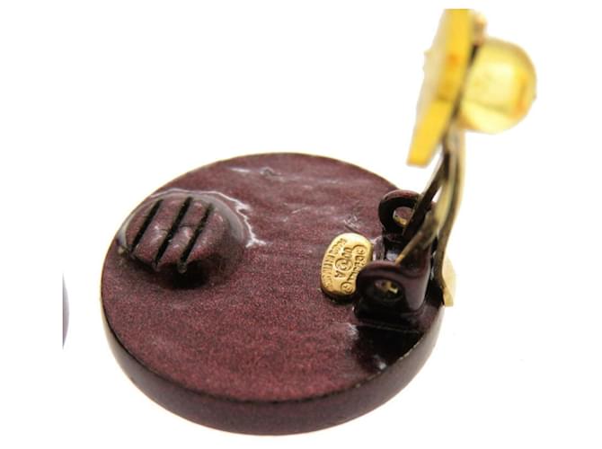 Orecchini in pelle e metallo rosa Chanel Coco Mark Button - vista 5
