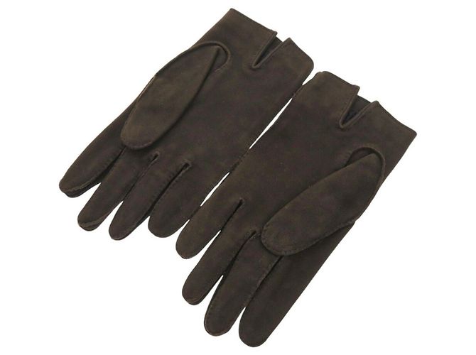 Hermès Hermes Handschuhe aus dunkelbraunem Lammleder - Ansicht 4