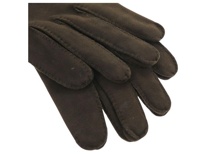 Hermès Hermes Handschuhe aus dunkelbraunem Lammleder - Ansicht 6