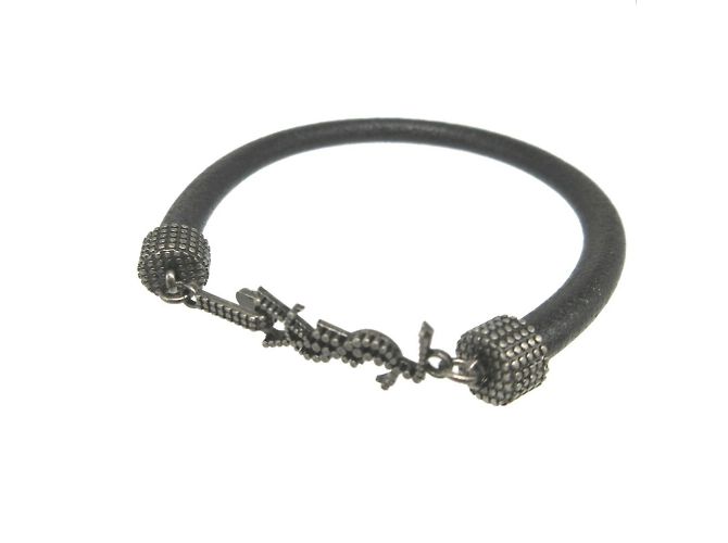 Bracciale in pelle nera Yves Saint Laurent Nero - vista 2