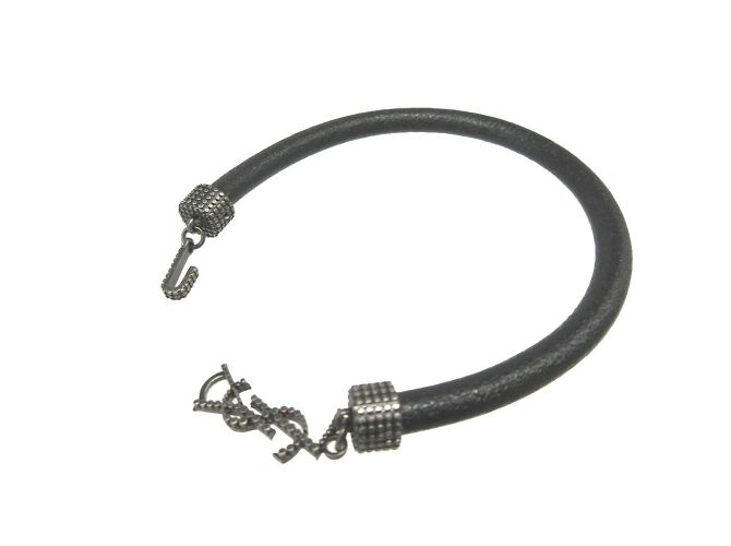 Bracciale in pelle nera Yves Saint Laurent Nero - vista 4