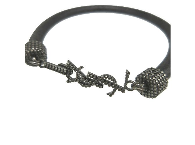 Bracciale in pelle nera Yves Saint Laurent Nero - vista 5