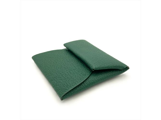 Hermès Monedero Hermes Bastia Verso en cuero de cabra verde - vista 2